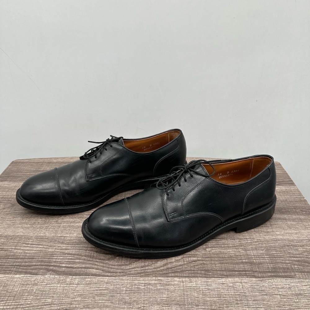 ALLEN EDMONDS Black leather men's oxford Lace up hand crafted dress shoe. 12D - Picture 3 of 11